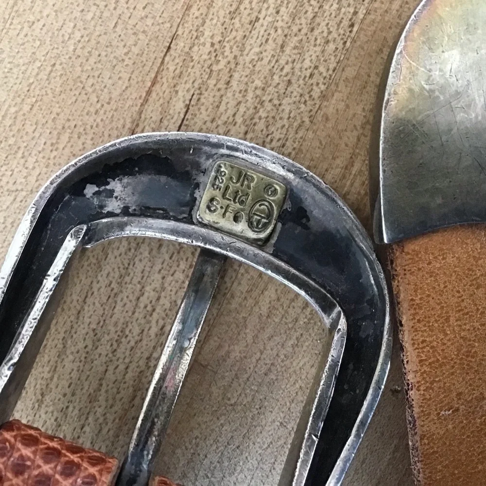 ￼James Reid Ltd Sterling Silver 4 piece Belt Buckle. Vintage. Lizard belt 34.